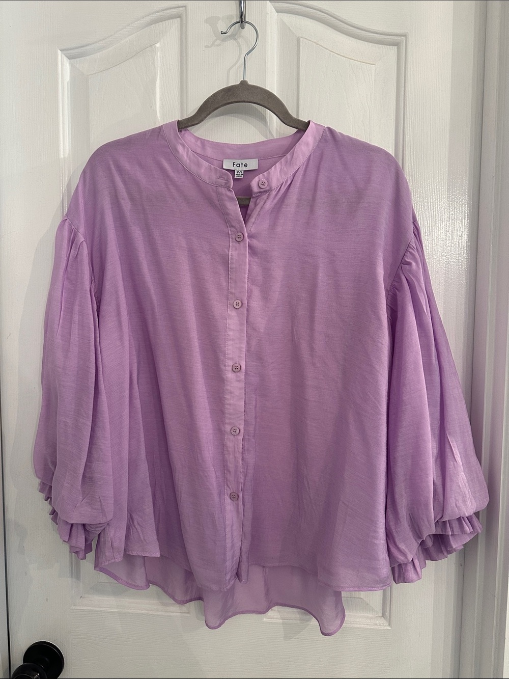 Fate Purple Ruffle Sleeve Blouse Like New